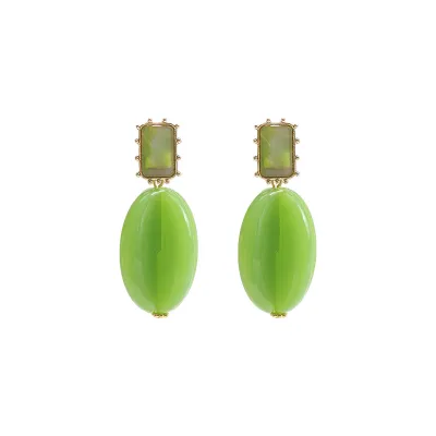 Women Fashion Geometric Resin Candy Color Earrings