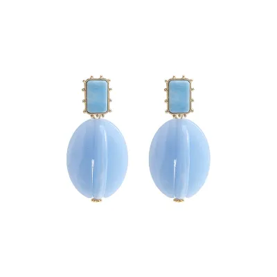 Women Fashion Geometric Resin Candy Color Earrings