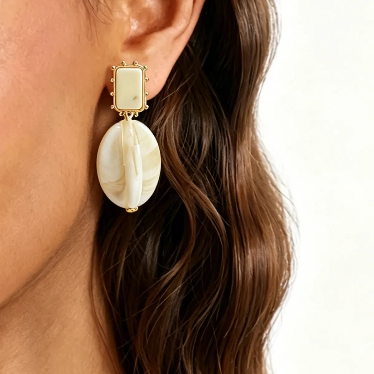 Women Fashion Geometric Resin Candy Color Earrings