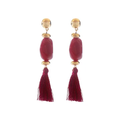 Women Fashion Retro Ethnic Geometric Dye Earrings