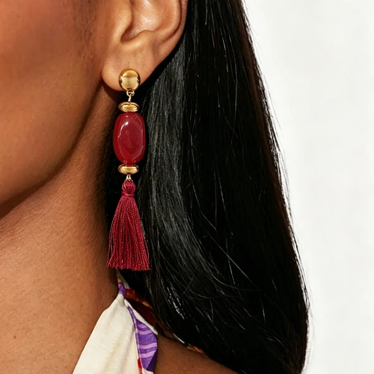 Women Fashion Retro Ethnic Geometric Dye Earrings