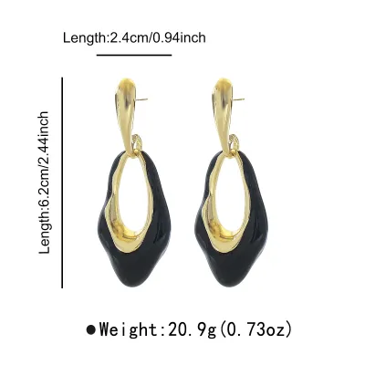Women Fashion Retro Irregular Geometric Oil Drop Earrings