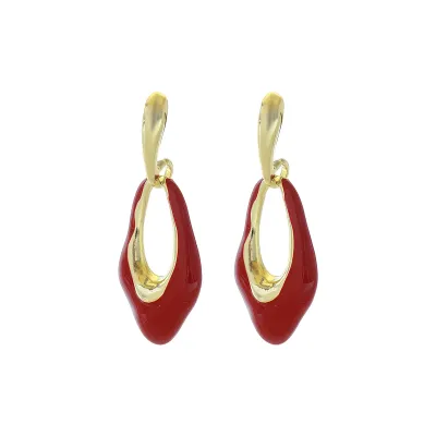 Women Fashion Retro Irregular Geometric Oil Drop Earrings