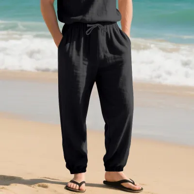 Men'S Fashion Casual Summer Thin Linen Loose Straight Leg Pants
