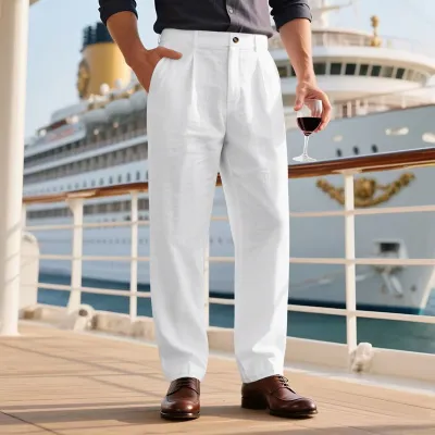 Men'S Fashion Casual Summer Thin Linen Loose Straight Pants