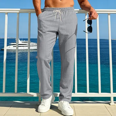 Men'S Fashion Casual Spring And Autumn Loose Breathable Straight Pants