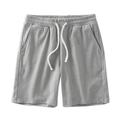 Men'S Fashion Casual Summer Solid Color Wafflettes Loose Shorts