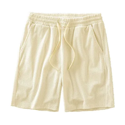 Men'S Fashion Casual Summer Solid Color Wafflettes Loose Shorts