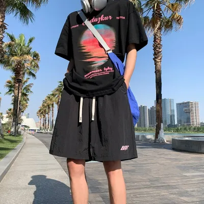 Men'S Fashion Casual Summer Solid Color Quick-Drying Loose Shorts