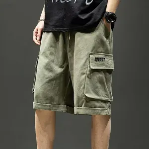 Men'S Fashion Casual Summer Solid Color Thin Pockets Loose Shorts