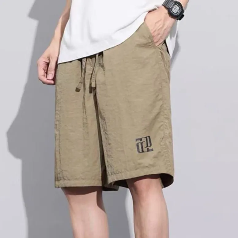 Men'S Fashion Casual Summer Solid Color Thin Quick-Drying Loose Shorts
