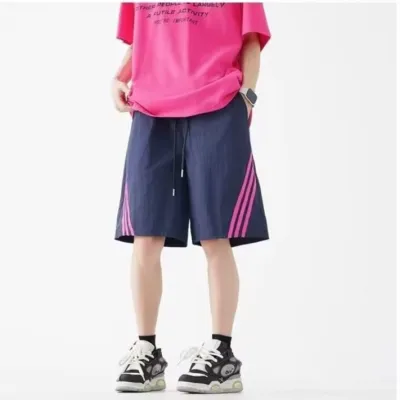 Men Fashion Casual Summer Three Stripes Quick-Drying Breathable Loose Shorts