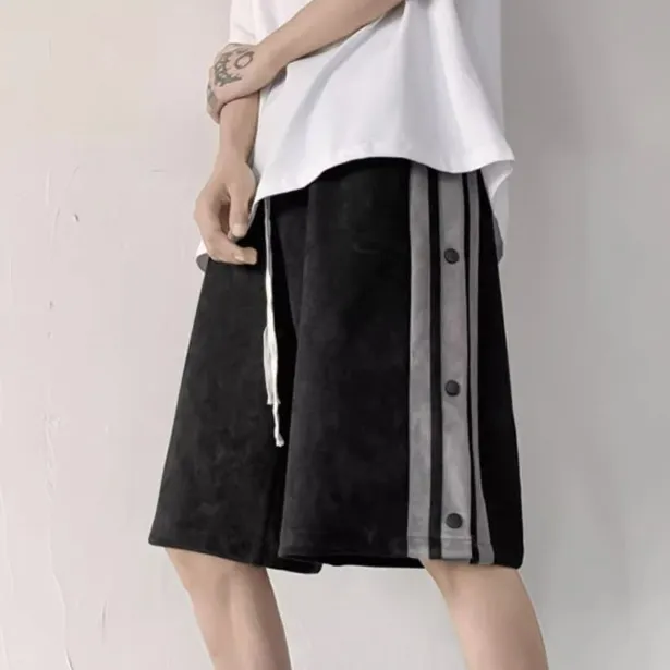 Men'S Fashion Casual Summer Loose Straight Side Buckle Shorts