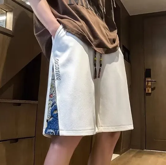 Men'S Fashion Casual Summer Embroidery Loose Shorts