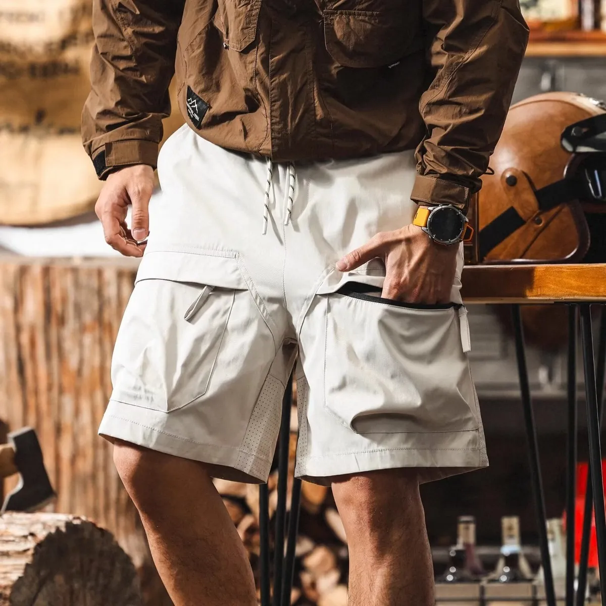 Men Fashion Casual Summer Thin Pockets Loose Shorts