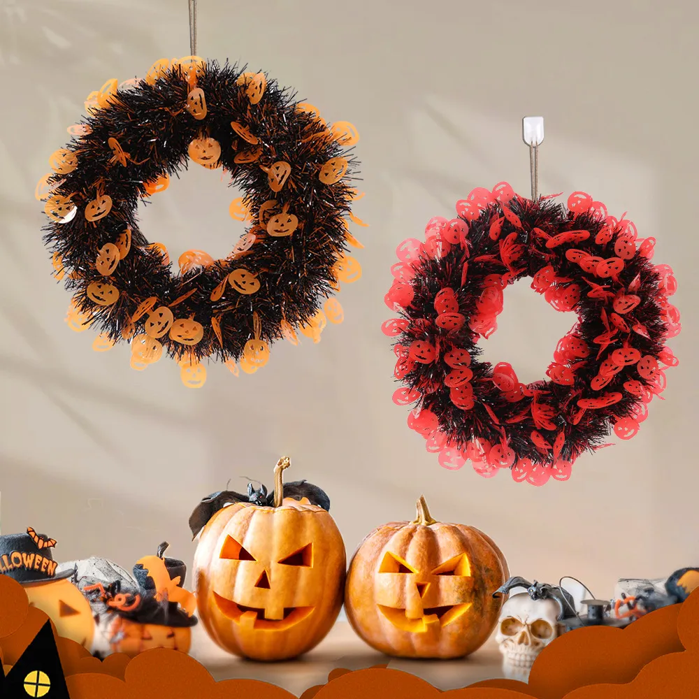 Simulation Halloween Wreath Rattan Ring Pendant Home Courtyard Decoration