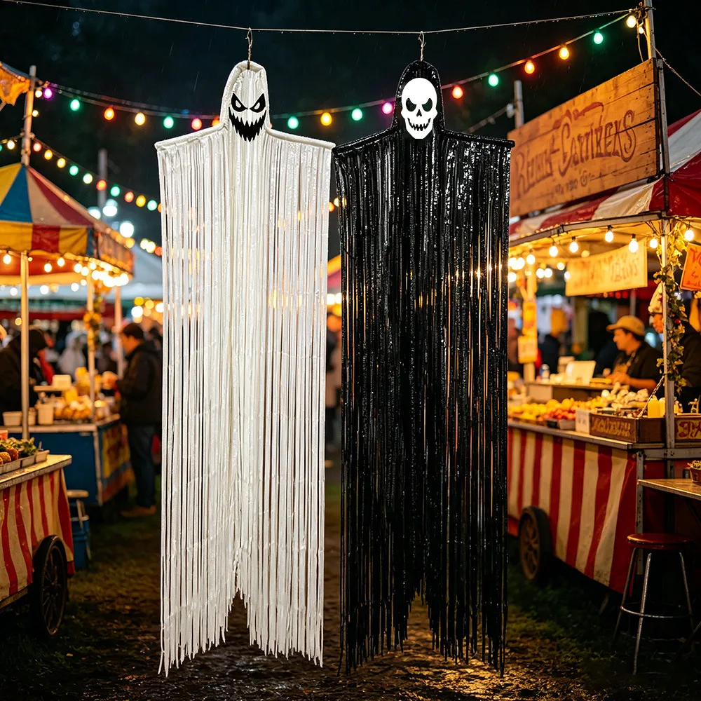 Halloween Decor Props Diy Tassel Giant Ghost Pendan Ornament