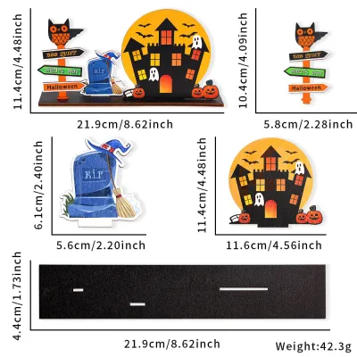 Halloween Wooden Crafts Castle Desktop Decoration