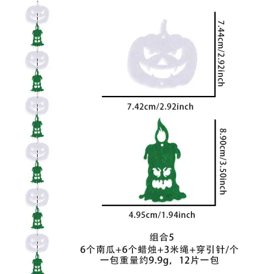 Halloween Non-Woven Pumpkin And Ghost String Pendants Party Decorations
