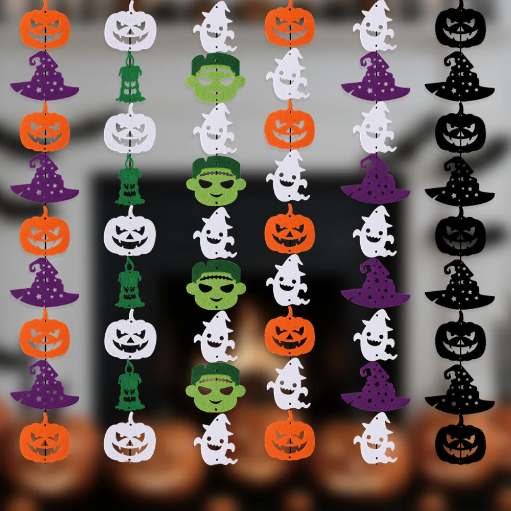 Halloween Non-Woven Pumpkin And Ghost String Pendants Party Decorations