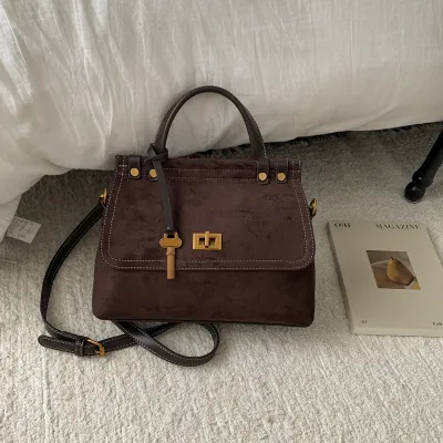 Women Fashion Frosted Solid Color Large Capacity Handbag