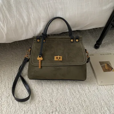 Women Fashion Frosted Solid Color Large Capacity Handbag
