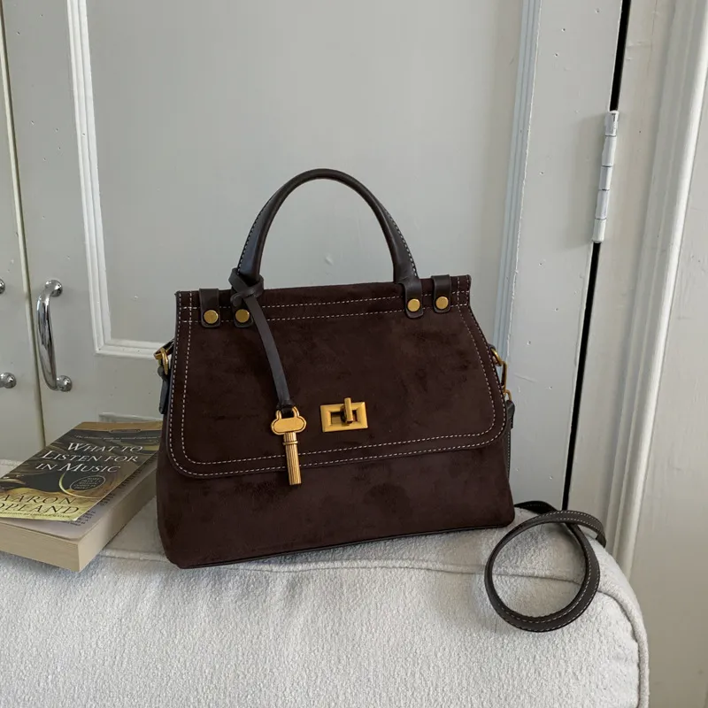Women Fashion Frosted Solid Color Large Capacity Handbag