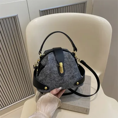 Women Fashion Casual Stitching Portable Handbag