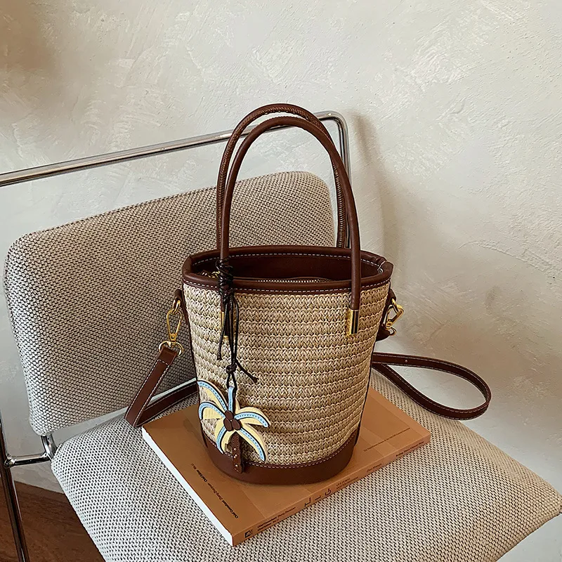 Women Fashion Casual Woven Portable Handbag
