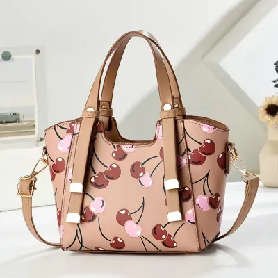 Women Fashion Casual Contrast Color Printed Handbag