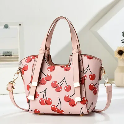 Women Fashion Casual Contrast Color Printed Handbag