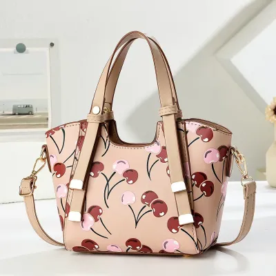 Women Fashion Casual Contrast Color Printed Handbag
