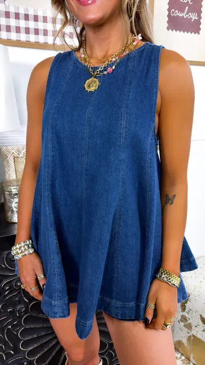 Women Fashion Casual Sleeveless Top And Shorts Denim Two-Piece Set