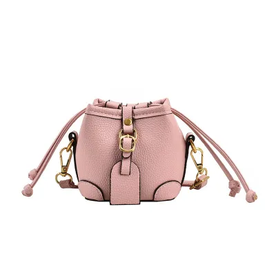Fashion Stitching Drawstring Mini Crossbody Bucket Bag