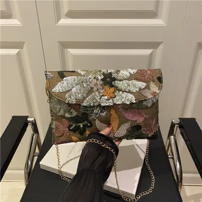 Fashion Sequin Embroidered Floral Crossbody Bag