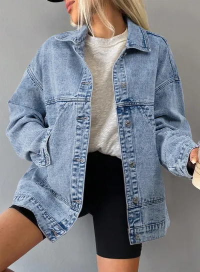 Women Fashion Loose Denim Jacket
