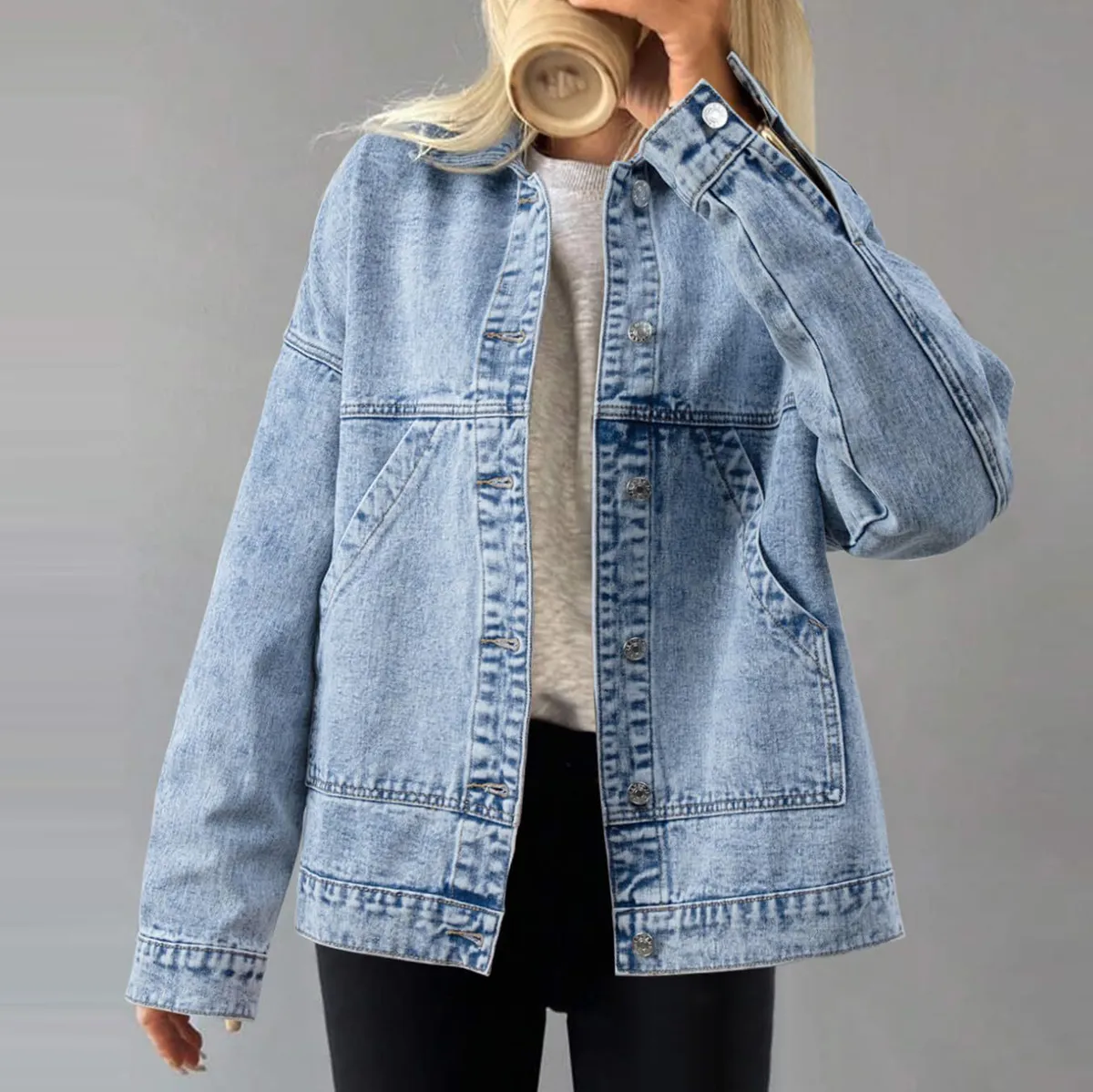 Women Fashion Loose Denim Jacket