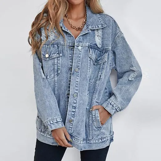 Women Fashion Rick Denim Jacket