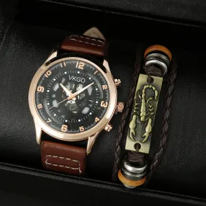 Men Fashion Casual Quartz Watch Scorpion Bracelet Set