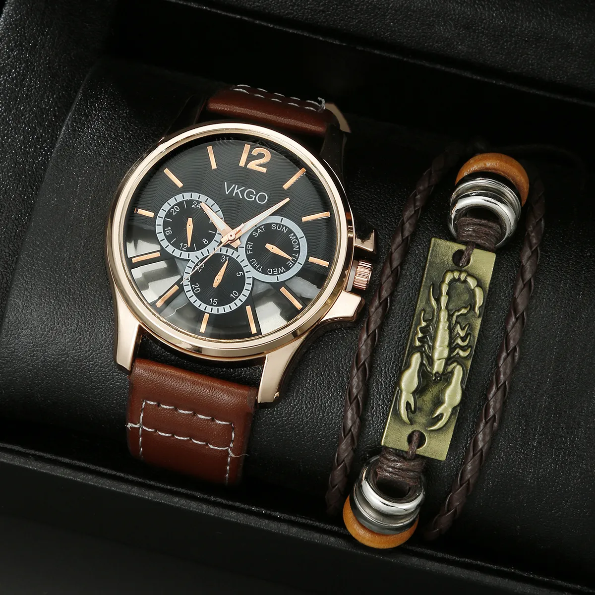 Men'S Fashion Simple Bracelet Quartz Watch Set