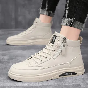 Men'S Fashion Casual Solid Color Breathable High-Top Non-Slip Wear-Resistant Shoes