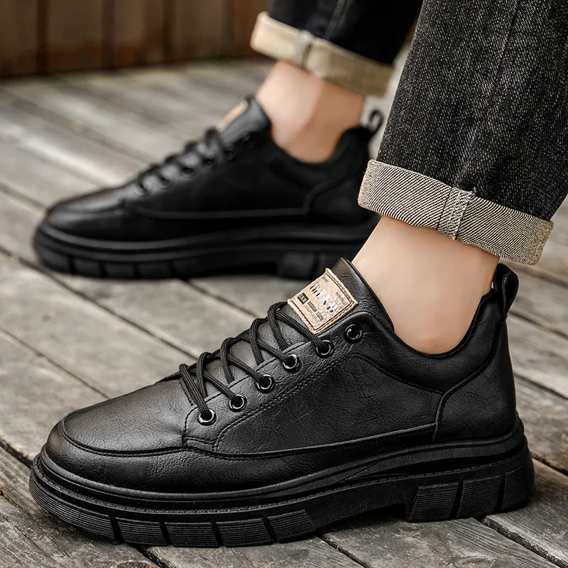 Men'S Fashion Casual Spring And Autumn Low-Top Leather Soft-Soled Workwear Shoes