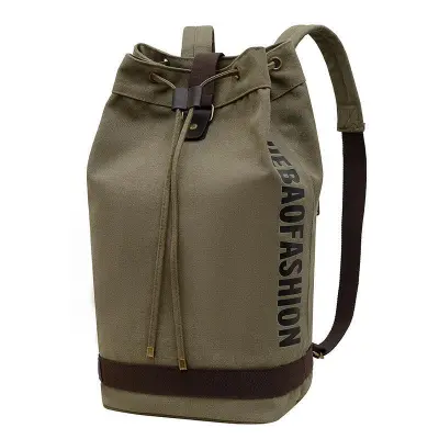 Men'S Fashion Casual Canvas Denim Bucket Drawstring Backpack