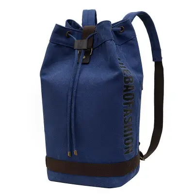 Men'S Fashion Casual Canvas Denim Bucket Drawstring Backpack