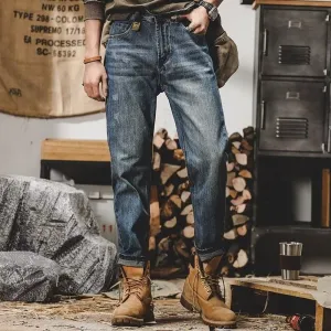 Men Fashion Casual Retro Straight Jeans
