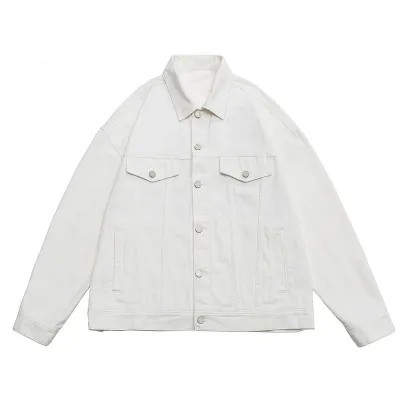 Men'S Fashion Casual Retro Spring And Autumn Solid Color Denim Jacket