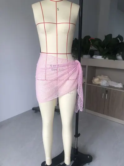 Women Fashion Sexy Solid Color Sequins Mesh Beach Swimsuit Cover-Ups