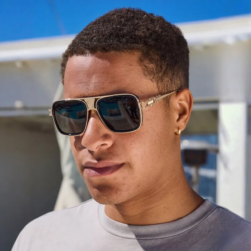 Men Fashion Square Driving Metal Sunglasses