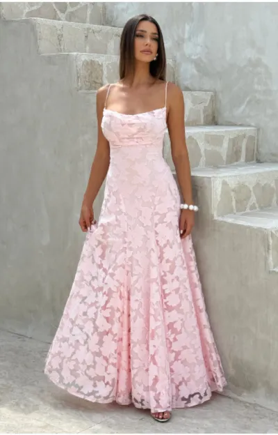 Women Fashion Elegant Printed Spaghetti Strap Strap Backless Formal Dress
