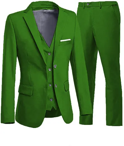 Men'S Fashion Casual Business Solid Color Vest Coat Pants Suit Three-Piece Set